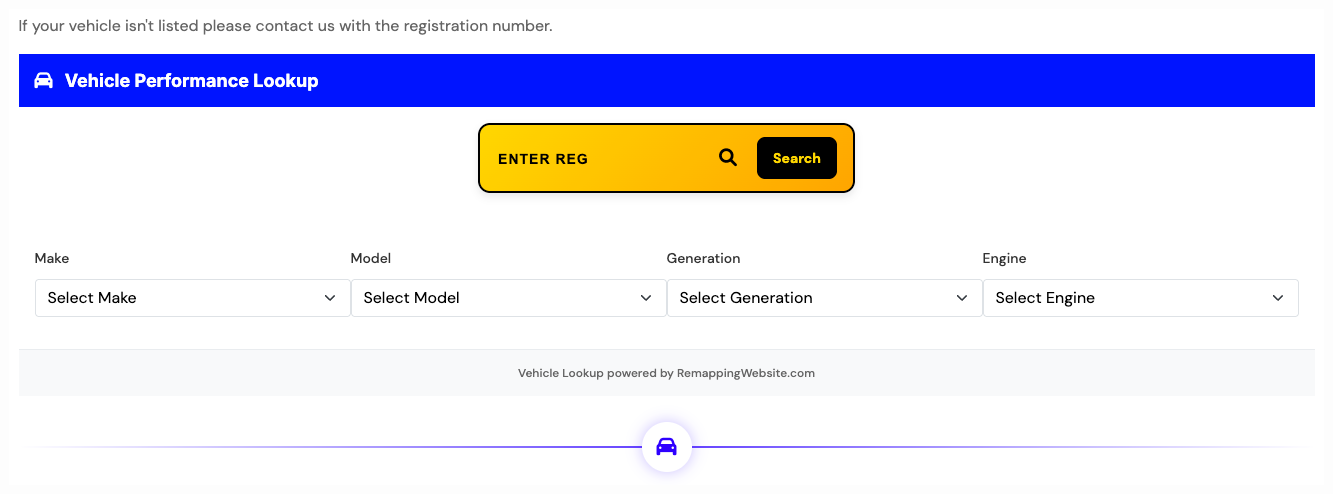 Vehicle lookup and remap calculator demo